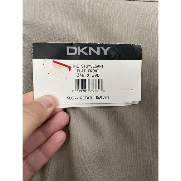 DKNY Dress Pants Mens Size 34x29Khaki The Stuyvesant Flat Front Casual Beige‎ - Picture 3 of 7